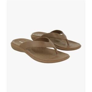 Okabashi Women's Brown Floral Slip-On Comfort Flip Flop Sandals. Sz L